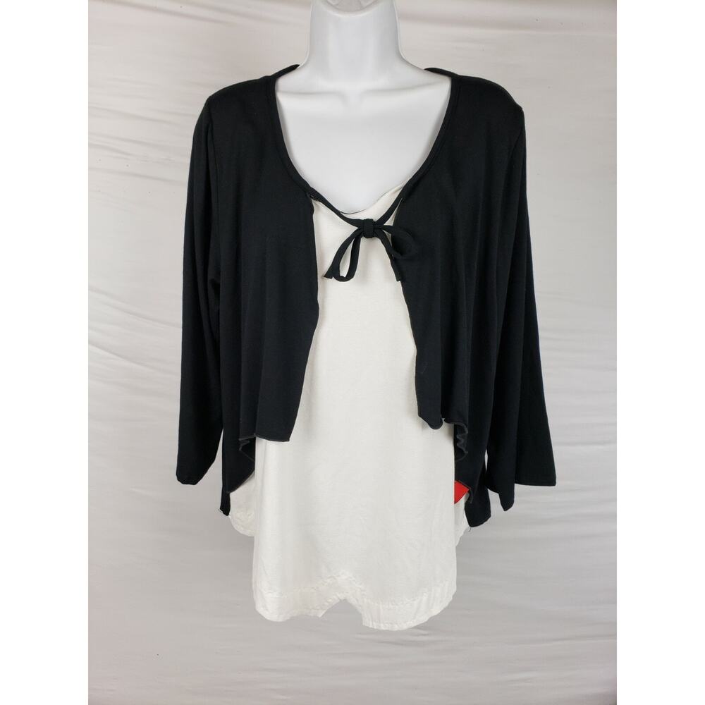 Noblu Black & White Long Sleeve Sweater Size L‎ Sewn On Top Stretchy
